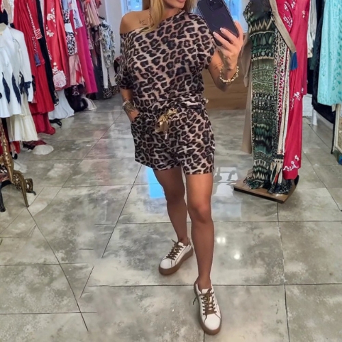 Conjunto Leopardo One Shoulder