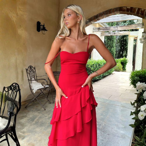 Vestido Rojo Ruffle