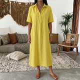 Vestido Lino Camisero Midi
