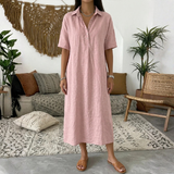 Vestido Lino Camisero Midi