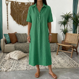 Vestido Lino Camisero Midi